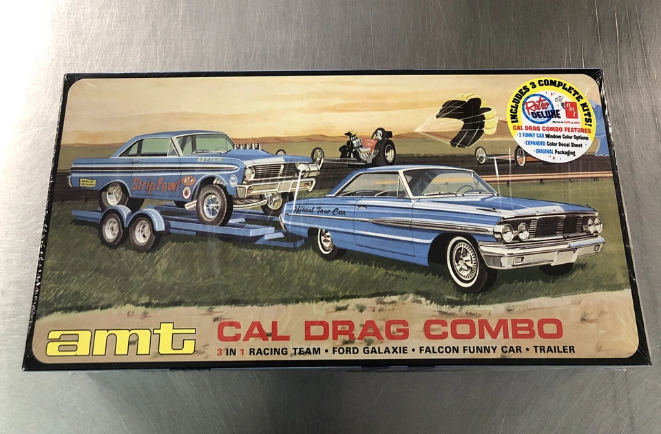 AMT MODEL KIT CAL DRAG COMBO RACING TEAM FORD GALAXIE•FALCON•TRAILER 1/25 SCALE - Image 1 of 4