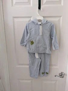 NWT Gymboree light blue 2-piece set Size 18-24 mos Full Zip Frog Hoodie + Pants - Picture 1 of 14