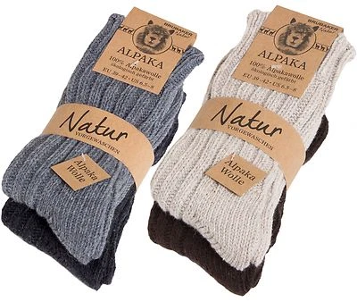 BRUBAKER Men's Women's Alpaca Wool Socks Winter Socks for Men Women 4 Pair Pack - Image 1 of 4