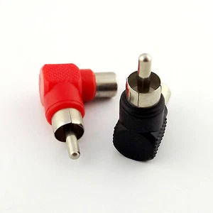 2pcs RCA Male to RCA Female Jack Nickel Right Angle AV Audio Adapter Red + Black - Picture 1 of 8