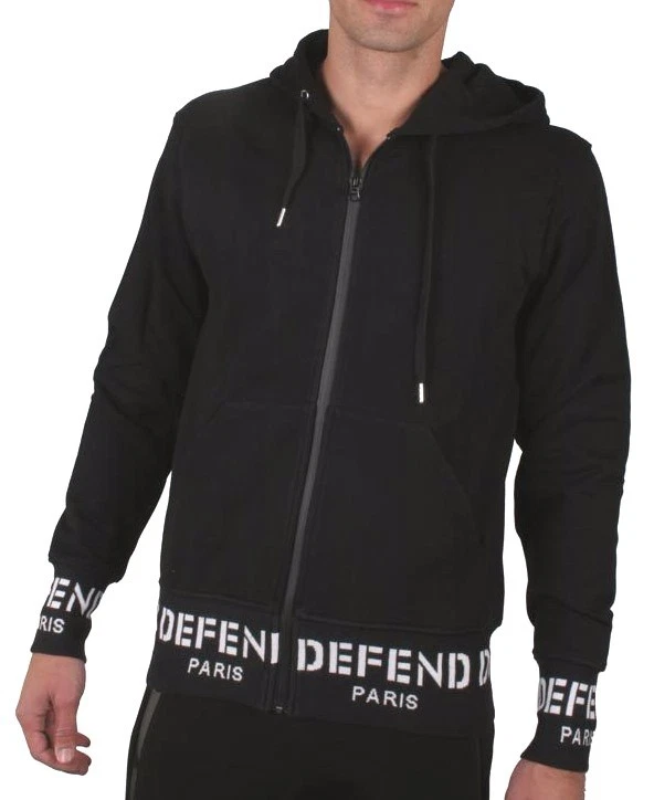 Sudadera con capucha Defend Paris Sign Ribbon cremallera negra blanca con logotipo precio de venta sugerido por el fabricante 170 USD Foto 1 de 3