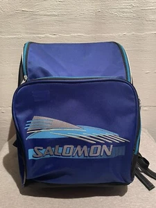 Vintage Salomon Spellout Backpack Blue Hiking School Skiing Nylon - Picture 1 of 9