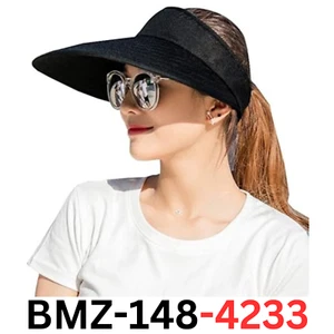 Sun Visor Hats Women Large Brim Summer UV Protection Beach Cap Black - Picture 1 of 6