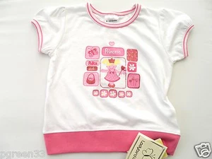Pretty Baby Girls Princess TShirt Top 3-6 Months White & Pink Pretty - Picture 1 of 1