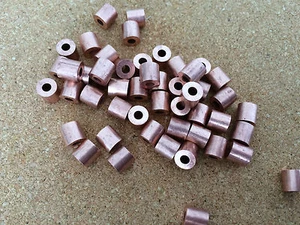 2x Copper Crimp End Stops 2.5mm / 3mm Steel Wire Rope Stainless Rigging - Picture 1 of 1