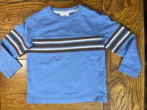 Hanna Andersson Blue Shirt w/ Black & White Stripe Detail Boys Top Size 100 / 4 - Picture 1 of 3