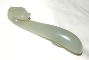 Antico gancio da cintura drago giada nefrite grigio verde cinese (UVi) #6 - Foto 1 di 14