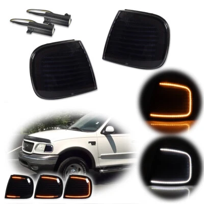 Smoke LED Front Corner DRL Turn Signal Lights For Ford F150 Expedition 1999-2003 - Image 1 of 4