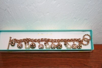 NWT - BELLA JACK GOLD TONE CHARM BRACELET - PEARLS, CRYSTALS & GOLD TONE - Image 1 of 4