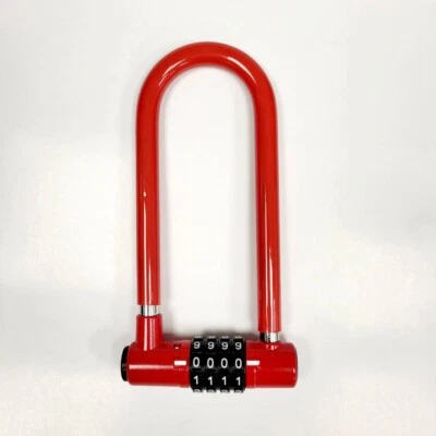 Combination Bike Lock, 4 digits padlock re-settable Anti-theft Bicycle lock, Red - Image 1 of 4