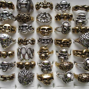 Wholesale & Job Lots 5 - 100Large Skull Skeleton Metal Rings For Men and Women - Picture 1 of 7