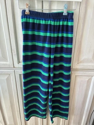 Pantalones de pijama polar a rayas azules y verdes Oshkosh para niños talla 10/12 Foto 1 de 3