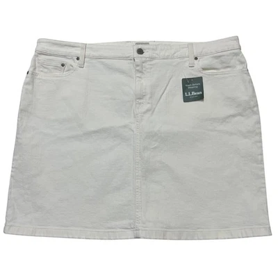 LL Bean Skirt Womens 20P White Denim Favorite Fit Mini Casual Preppy Western - Image 1 of 4