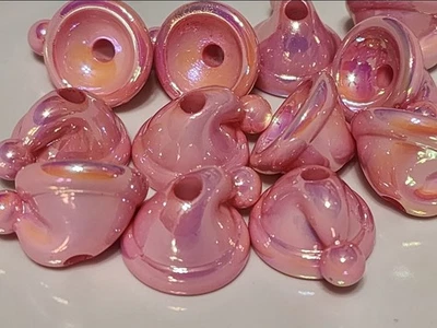 Pink Beads Iridescent Hats Toboggans Acrylic 4 Piece Crafts Jewelry Making  - Image 1 of 2