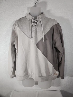 Sudadera Pullover BKE Cuello Simulado Con Cordones Talla XL - Bloque de Color Búho Piedra Java Foto 1 de 4