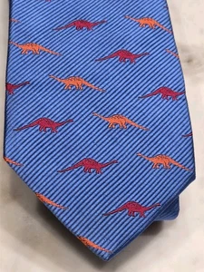 BEN SILVER Brontosaurus Dinosaurs Boy's Department Tie Silk Blue - Picture 1 of 7