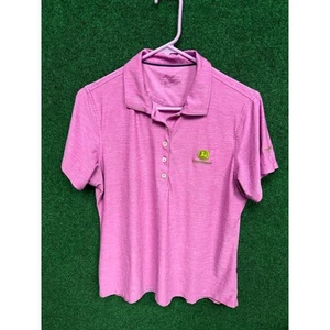 Pink Peter Millar Lady's Polo Shirt Sz Large w/ John Deere Logo Golf - Picture 1 of 7