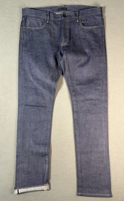 Jeans jeans masculino Uniqlo Kaihara selvedge tamanho 36x34 fino reto lavagem bruta - Imagem 1 de 4