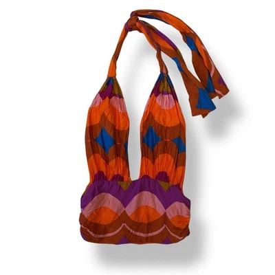 Olivaceous Patterned Halter Top Womens Size M Multicolor Bobo Beachy - Image 1 of 4