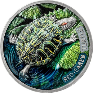 Niue Lebenslange Reise Rotohrschildkröte 2024 2 oz Silber Epoxid Münze - Bild 1 von 7