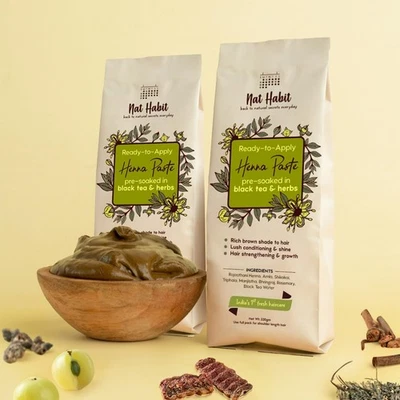 Nat Habit - 新鲜即用海娜膏,预浸在红茶和草药中, — 第 1/4 张图片