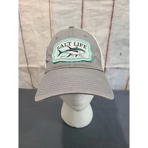 Salt Life grau weiß Netz Patch Trucker Mütze Baseball Marlin Kappe Einheitsgröße Druckknopflasche - Bild 1 von 7