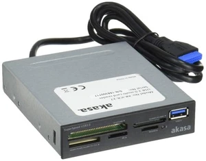 Czytnik kart pamięci Akasa, wewnętrzny, USB 3.0, kompatybilny z SDHC / SDXC / UHS - czarny - Zdjęcie 1 z 5