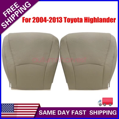 For 2004 2005 2006 2007 Toyota Highlander Both Bottom Leather A/C Seat Cover Tan - Image 1 of 4