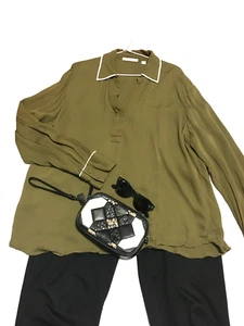 Trenery olive green shirt sz. 16 - 18 NWOT All seasons wear - Picture 1 of 13