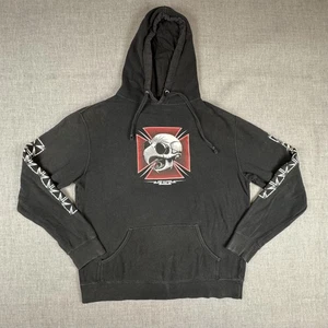 Baker Skateboards Hoodie Mens Large Black Skull Cross Graphic Sleeve Print - Picture 1 of 14