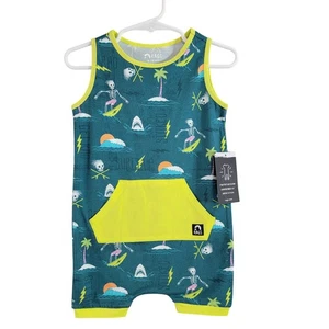Rags Surfing Skelly Romper 18-24m Pull On Sleeveless Casual Toddler Boys NWT - Picture 1 of 3