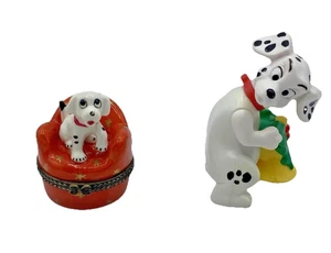 Disney 101 Dalmatians Trinket Box & Puppy Figurine Lot Collectible Dog Decor - Picture 1 of 12