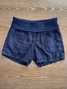 54 $ Athleta marineblau Lima Leinen Shortie Überschlag Strickbund gebraucht, in einwandfreiem Zustand Größe 2 XS - Bild 1 von 10