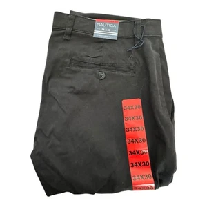 Nautica Men’s Straight Fit Black Pants Size 34x30 | Cotton Stretch Chino Style - Picture 1 of 11