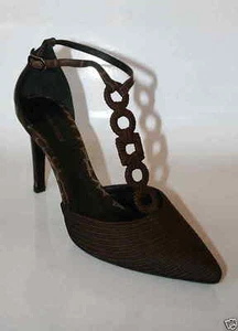 GIORGIO ARMANI Brown Weave Leather Heels NEW sz 39 or 9 - Picture 1 of 1
