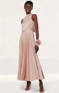 Closet London Womens Pink Midi Dress High Neck Sleeveless Zip Closure RRP £130 - Picture 1 of 23