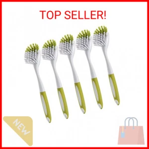 Scrub Brush for Dish Kitchen Sink Pot Pan with Stiff Bristles, Yellow-Green 5pcs - Picture 1 of 2