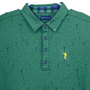 William Murray Golf Polo geometrisches Allover-Druck Performance Shirt grün Medium - Bild 1 von 8