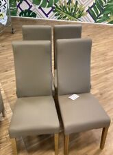 4x HomeStyle GB Bonded Leather Mushroom Matt Wave Dining Chairs