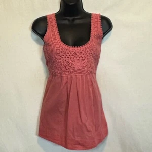 G-103 Loft Pink Lace Detail Sleeveless Pullover Summer Blouse Size S - Picture 1 of 12