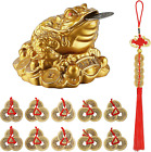 Feng Shui Money Frog Fortune Coin Money Toad Three Legged Toad Statue with Coin,