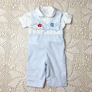 Camisa Longall Vintage Años 80 Bebé Niño 3-6 Meses Azul Avión Conjunto Clásico - Imagen 1 de 5