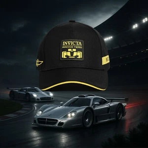Invicta Gear Racing Team Men's Hat - Full Silicone Logo and Patch, Black, Yellow - Picture 1 of 6