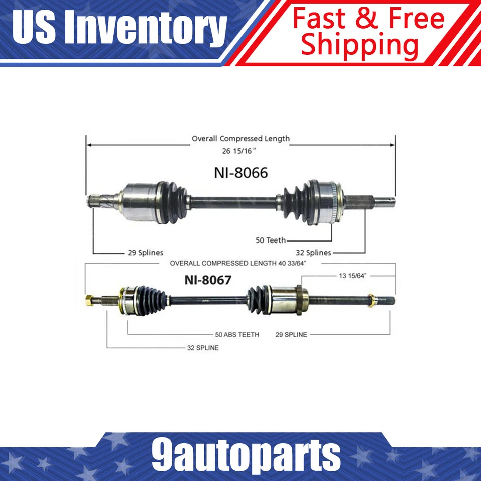Se adapta a Mercury Villager Nissan Quest 1993-2001 2002 eje CV delantero izquierdo+derecho Foto 1 de 4