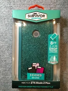 NEW ZTE Blade Z Max Griffin Survivor Adventure 3 Cases In One - Teal Green - Picture 1 of 4