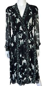 Proenza Schooler silk print dress long sleeves, US 2