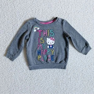 Hello Kitty Girls Grey Sweatshirt 2T This Is My Happy Place Sanrio Rainbow - Picture 1 of 7