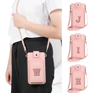 Cartera monedero de cuero con letras rosa tarjetero de teléfono estuche sin asas gran capacidad - Imagen 1 de 40