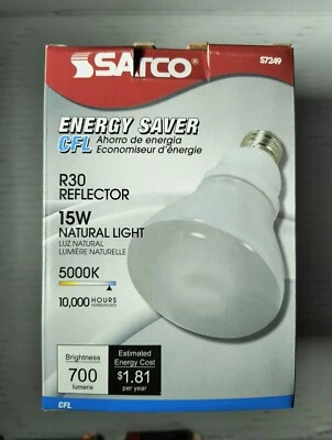 Satco S7249 15W Energy Saver CFL R30 Reflector  - Image 1 of 4