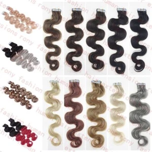 18inch Body Wavy&Curly PU Skin Weft Tape In Remy Human Hair Extensions 40g - Picture 1 of 65